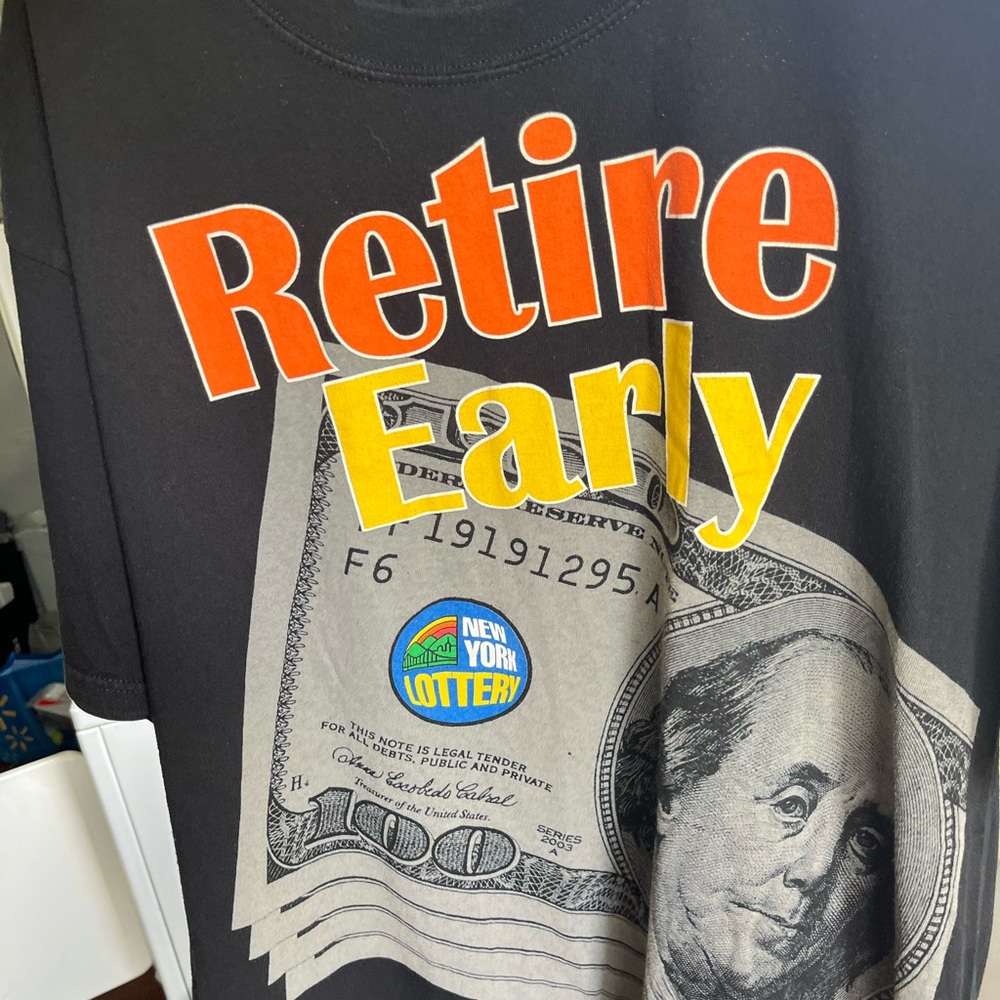 “Retire Early!” Vintage New York Lottery T Shirt 💸